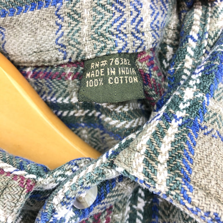 90'S Vintage Timberland Long Sleeve Heavy Flannel Check Shirt, Men's Medium cotton green type yellow green Vintage Second Hand