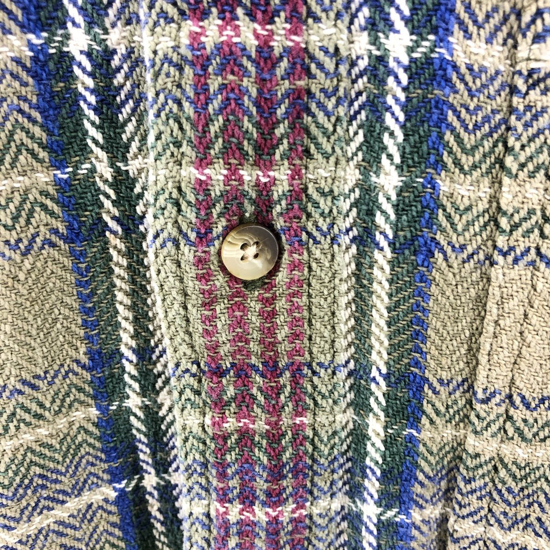 90'S Vintage Timberland Long Sleeve Heavy Flannel Check Shirt, Men's Medium cotton green type yellow green Vintage Second Hand