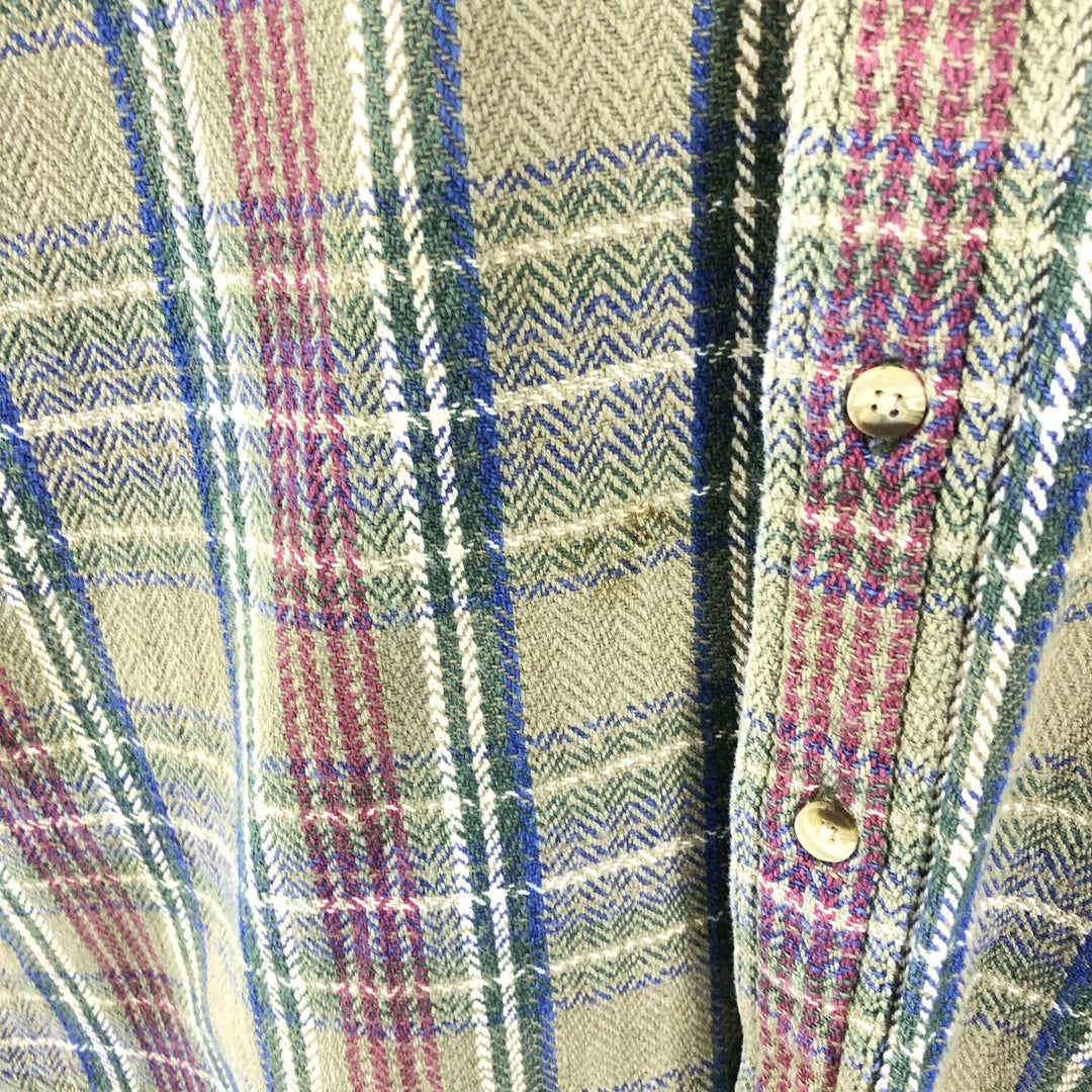 90'S Vintage Timberland Long Sleeve Heavy Flannel Check Shirt, Men's Medium cotton green type yellow green Vintage Second Hand