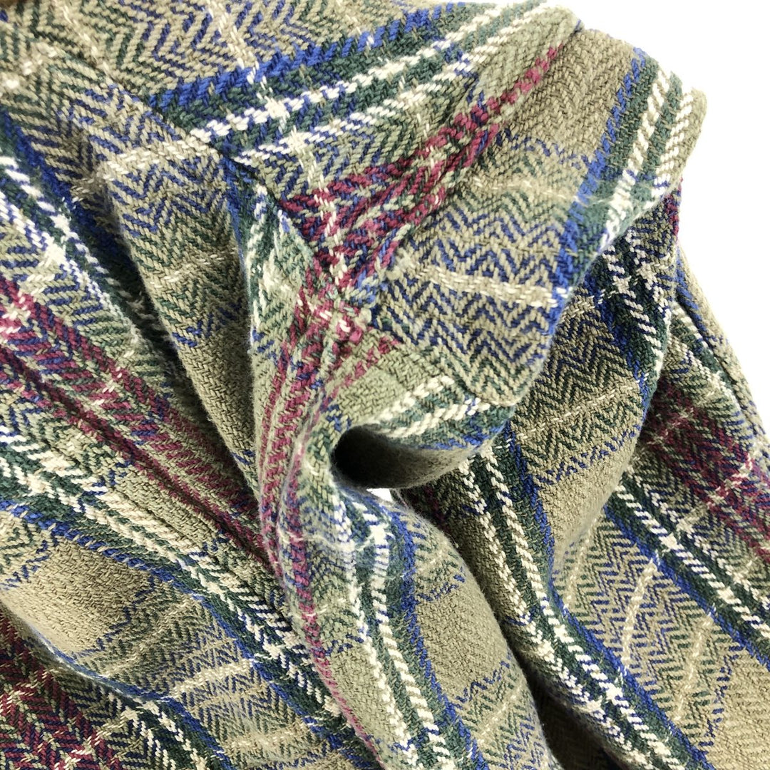 90'S Vintage Timberland Long Sleeve Heavy Flannel Check Shirt, Men's Medium cotton green type yellow green Vintage Second Hand