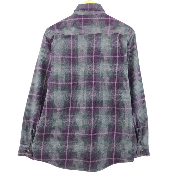 90'S Five Brother Long Sleeve Flannel Check Shirt Men's M Size Vintage unclear purple type Vintage Second Hand