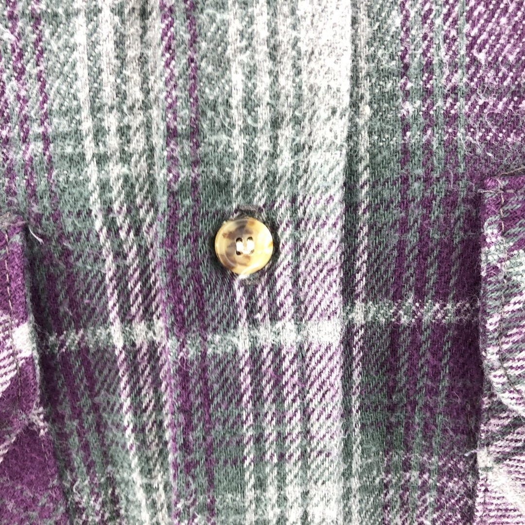 90'S Five Brother Long Sleeve Flannel Check Shirt Men's M Size Vintage unclear purple type Vintage Second Hand