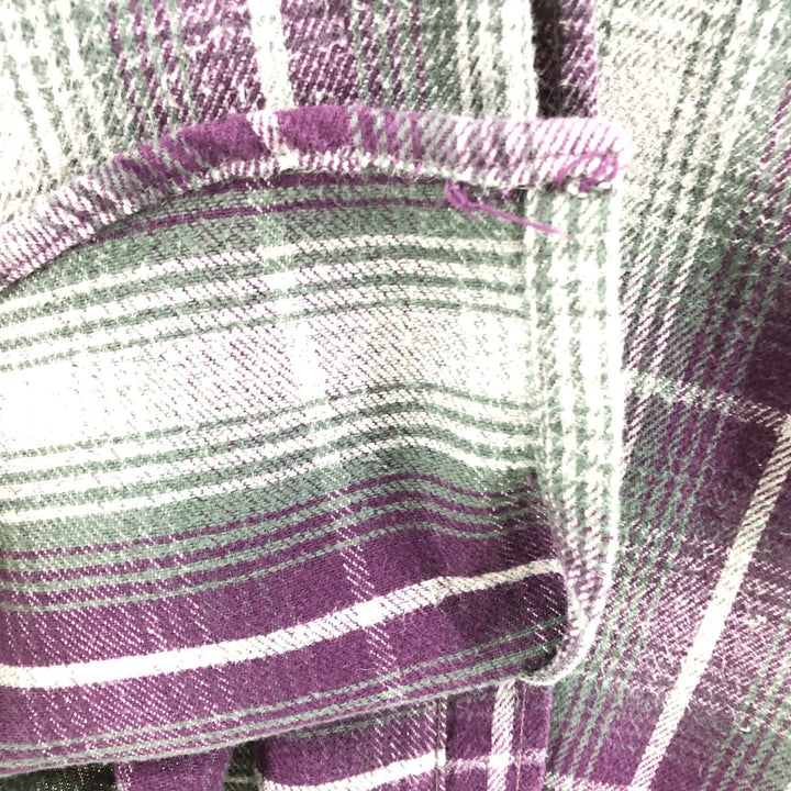 90'S Five Brother Long Sleeve Flannel Check Shirt Men's M Size Vintage unclear purple type Vintage Second Hand