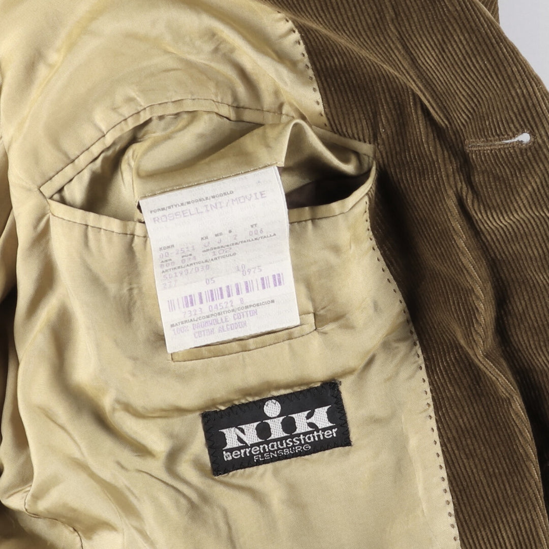 Vintage HUGO BOSS corduroy tailored jacket, size M, men's cotton brown type Vintage Second Hand