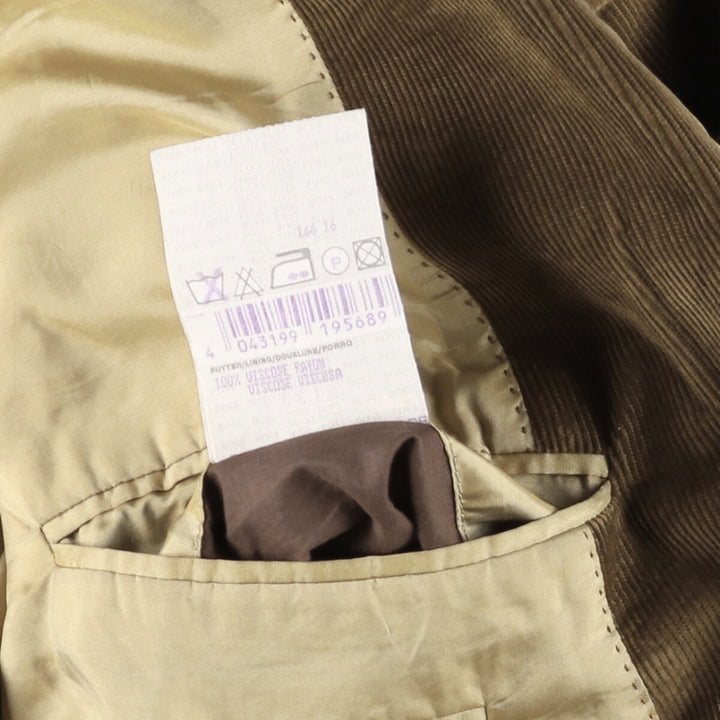 Vintage HUGO BOSS corduroy tailored jacket, size M, men's cotton brown type Vintage Second Hand