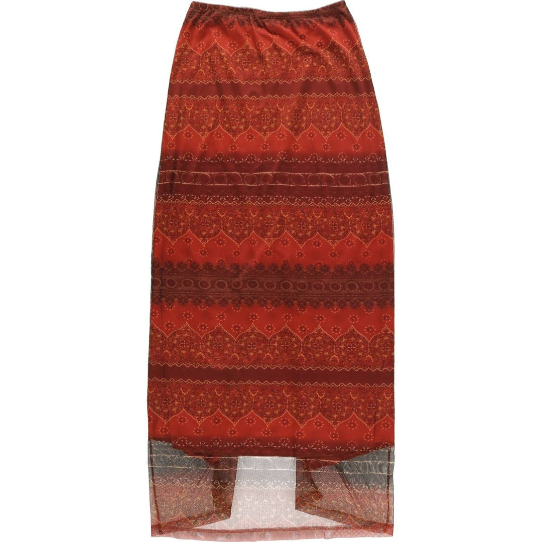 NEXT TO LOVE All-over print maxi-length tight skirt, tulle skirt, made in the USA, size M for women polyester red type Vintage Second Hand