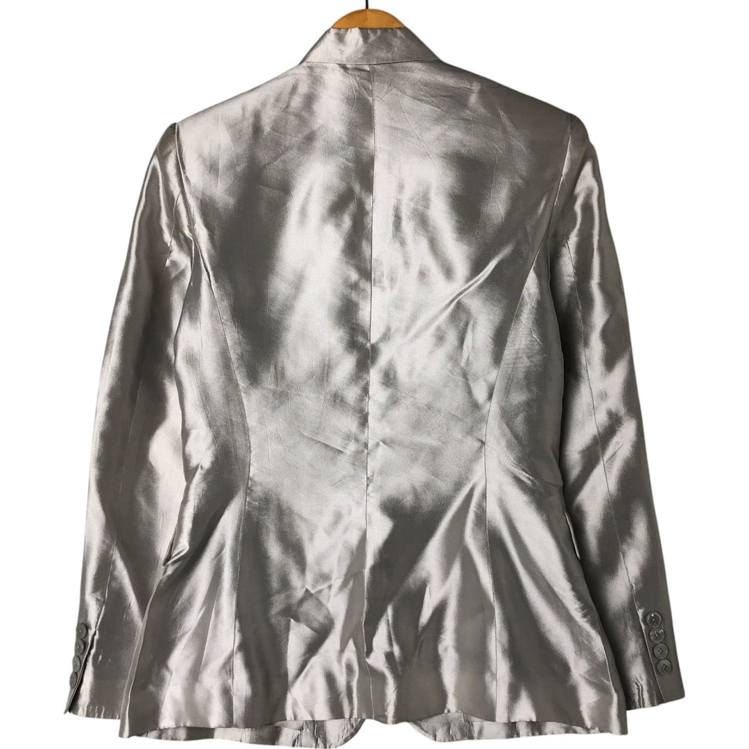 Ralph Lauren Tailored Jacket Made in USA Women's S Size silk Silver type Vintage Second Hand