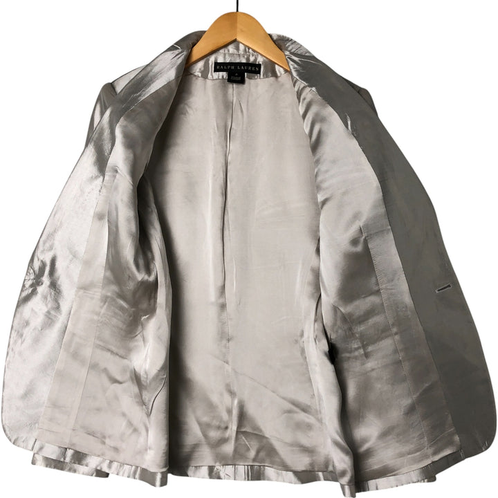 Ralph Lauren Tailored Jacket Made in USA Women's S Size silk Silver type Vintage Second Hand