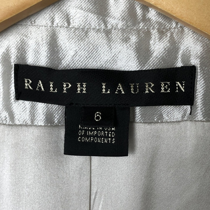 Ralph Lauren Tailored Jacket Made in USA Women's S Size silk Silver type Vintage Second Hand