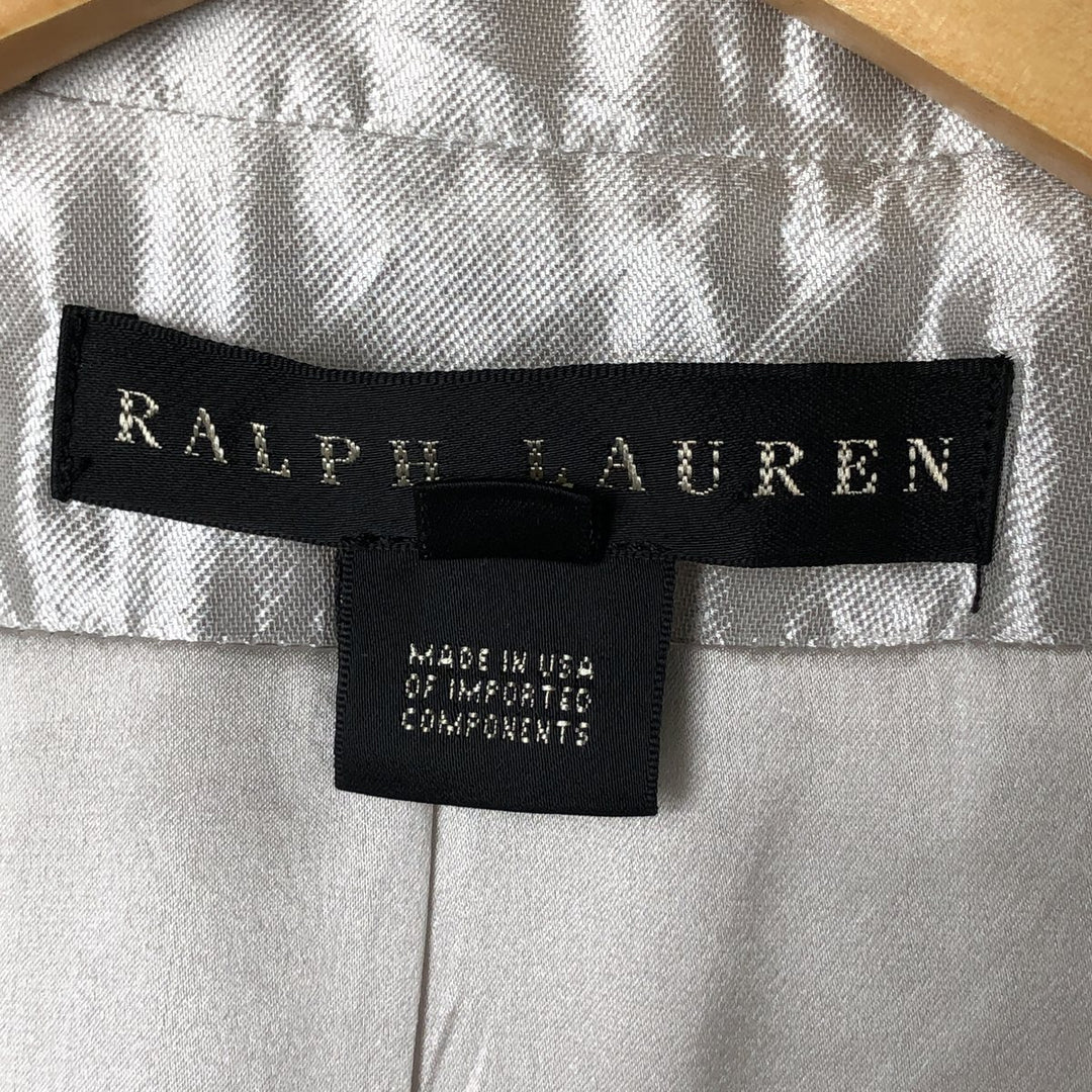 Ralph Lauren Tailored Jacket Made in USA Women's S Size silk Silver type Vintage Second Hand