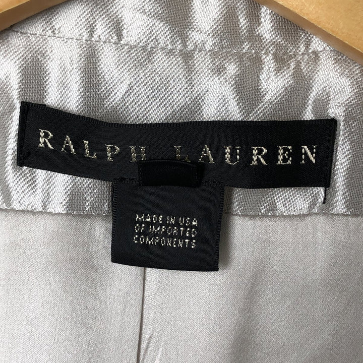 Ralph Lauren Tailored Jacket Made in USA Women's S Size silk Silver type Vintage Second Hand