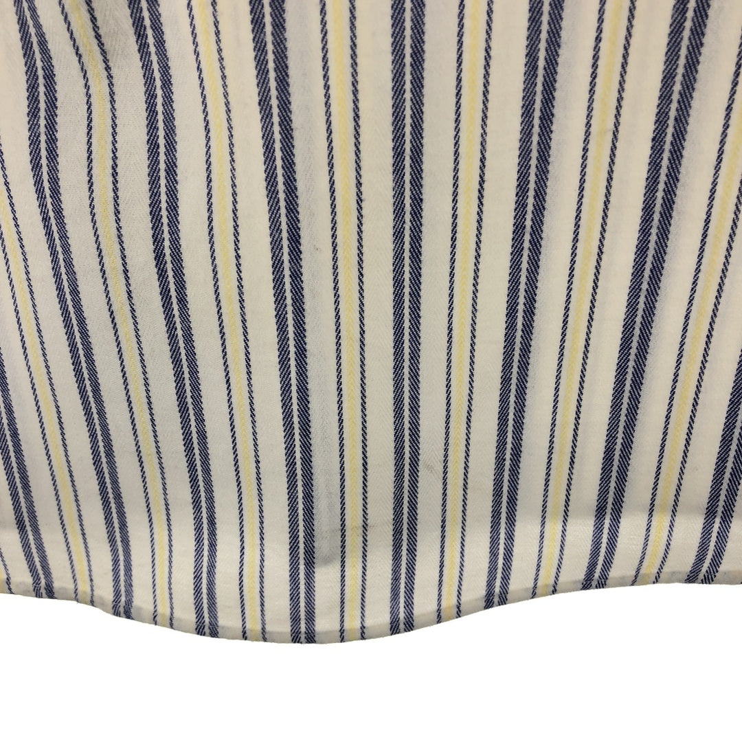 Van Heusen Border Pattern Short Sleeve Button-Down Shirt Made in USA Men's Size L cotton white type Vintage Second Hand