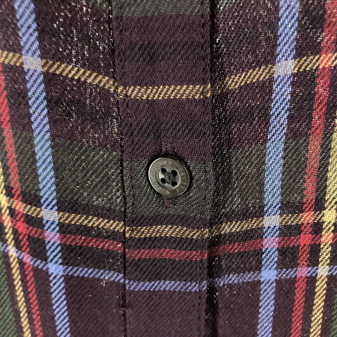 Ralph Lauren LAUREN Check Pattern Long Sleeve Viscose Shirt Women's M Viscose brown type Vintage Second Hand
