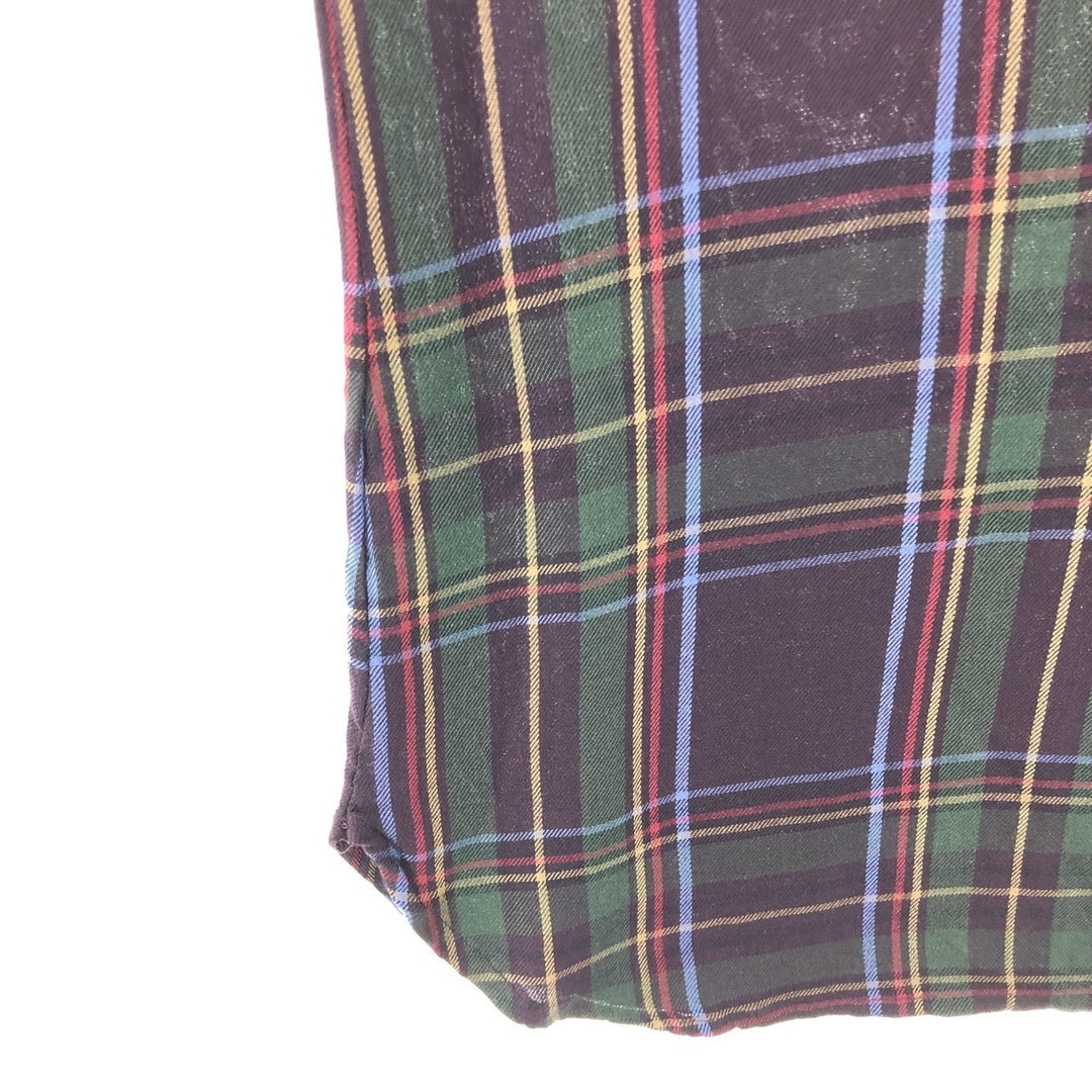 Ralph Lauren LAUREN Check Pattern Long Sleeve Viscose Shirt Women's M Viscose brown type Vintage Second Hand