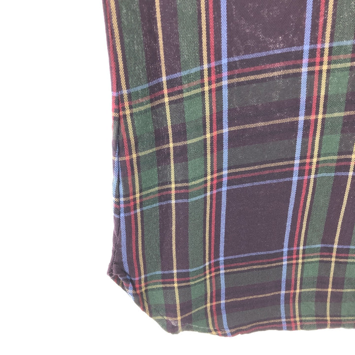 Ralph Lauren LAUREN Check Pattern Long Sleeve Viscose Shirt Women's M Viscose brown type Vintage Second Hand