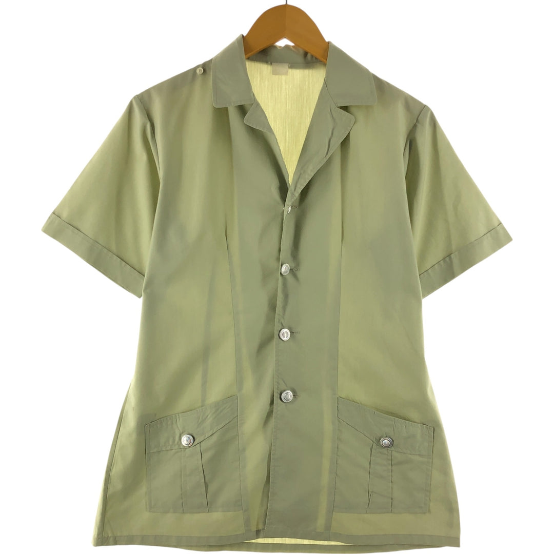 Short sleeve open collar shirt, women's size M unknown Khaki type sage green Vintage Second Hand