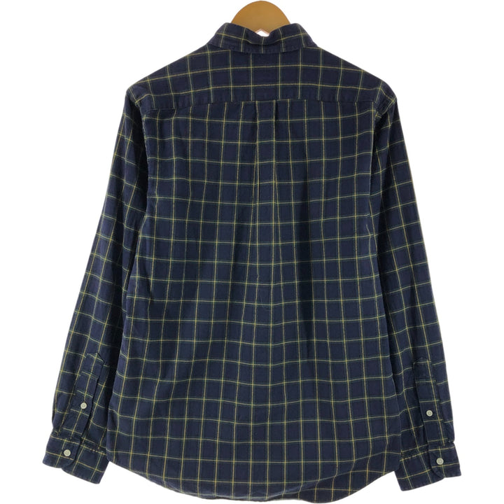 Ralph Lauren long sleeve button down check shirt, men's size M cotton navy blue type Vintage Second Hand