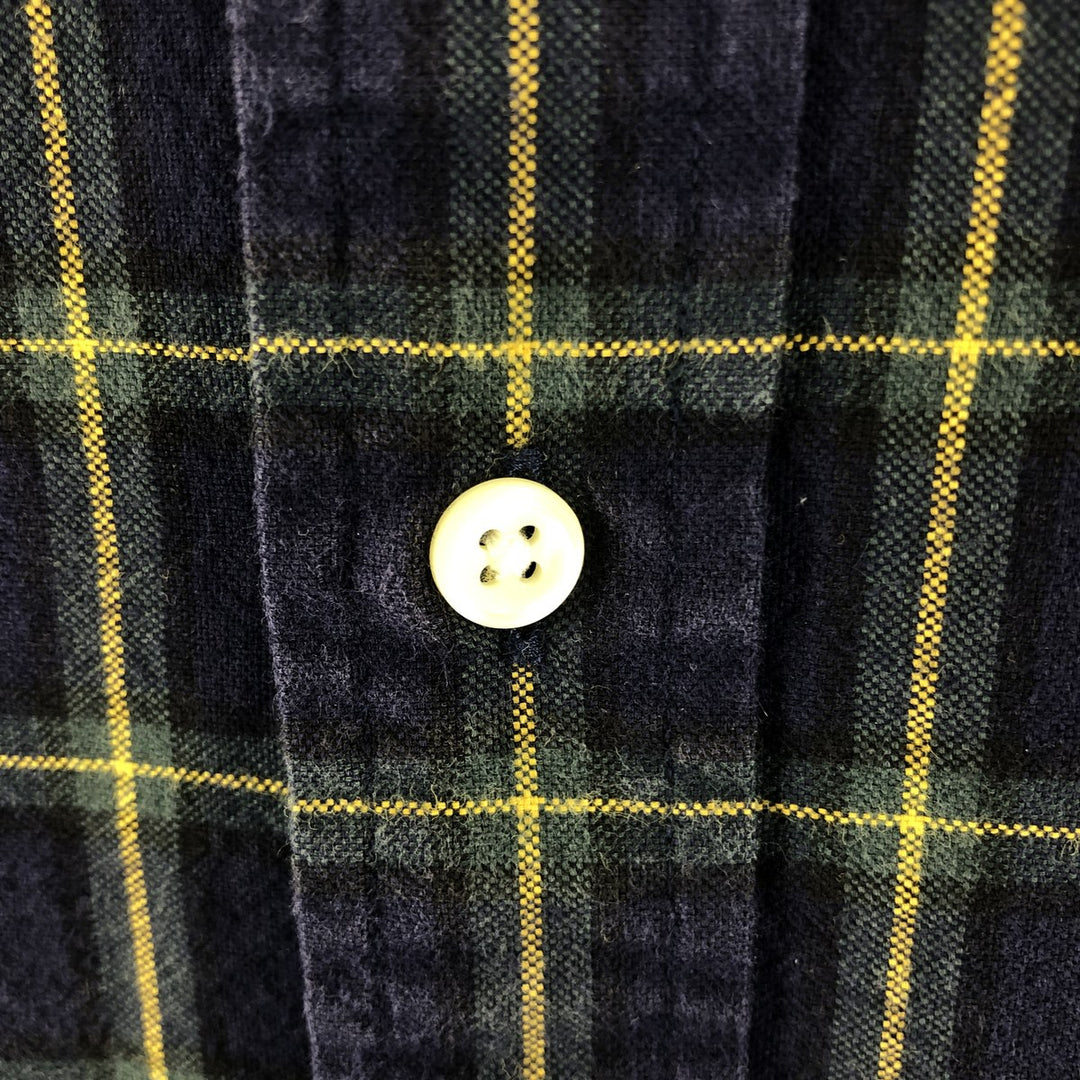 Ralph Lauren long sleeve button down check shirt, men's size M cotton navy blue type Vintage Second Hand