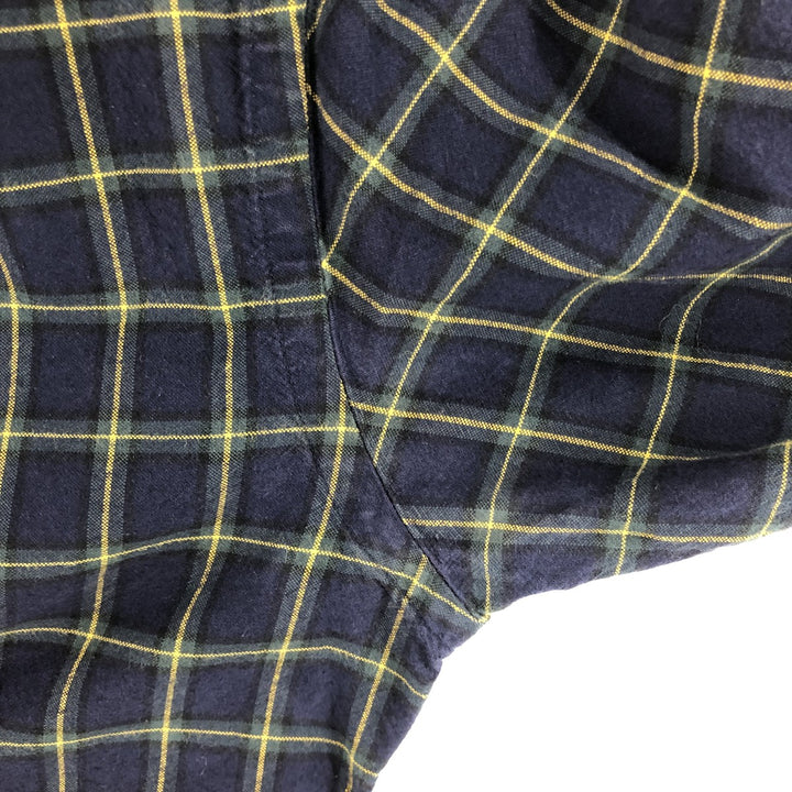 Ralph Lauren long sleeve button down check shirt, men's size M cotton navy blue type Vintage Second Hand