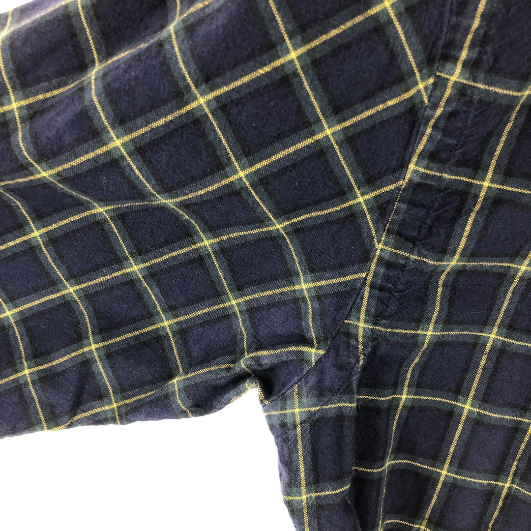 Ralph Lauren long sleeve button down check shirt, men's size M cotton navy blue type Vintage Second Hand