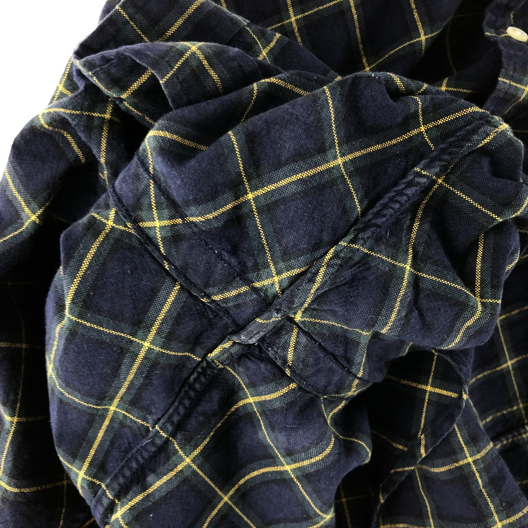 Ralph Lauren long sleeve button down check shirt, men's size M cotton navy blue type Vintage Second Hand