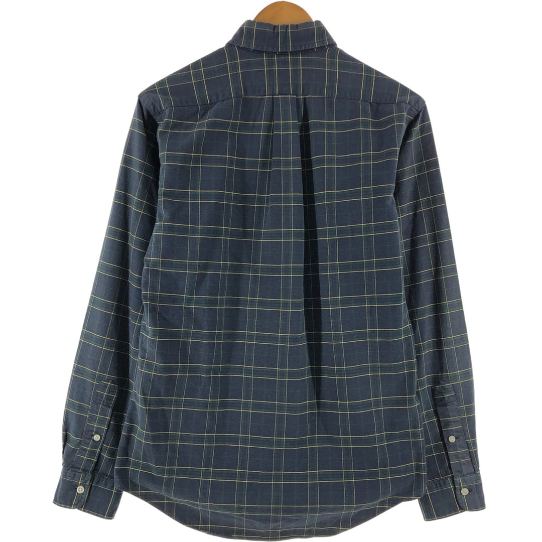 Ralph Lauren CUSTOM FIT long sleeve button down check shirt, men's size S cotton navy blue type Vintage Second Hand