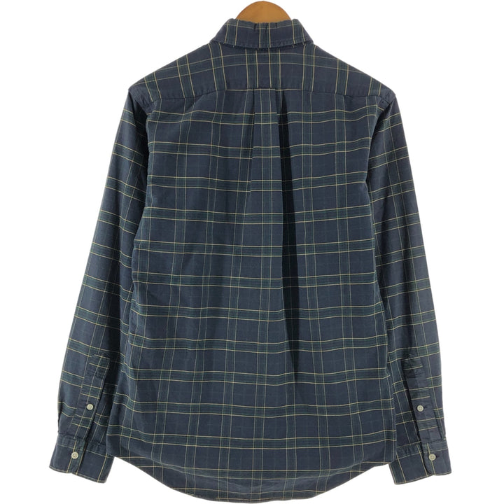 Ralph Lauren CUSTOM FIT long sleeve button down check shirt, men's size S cotton navy blue type Vintage Second Hand