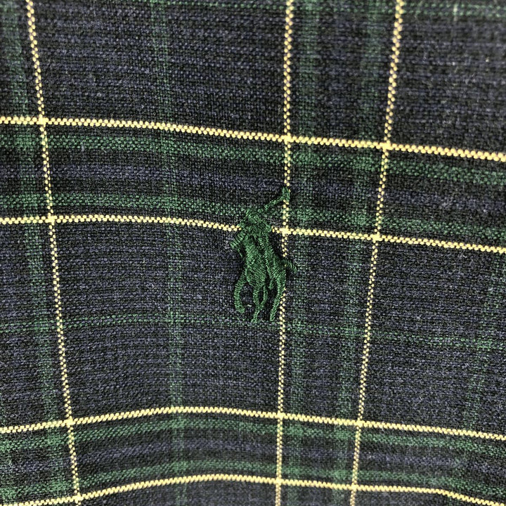 Ralph Lauren CUSTOM FIT long sleeve button down check shirt, men's size S cotton navy blue type Vintage Second Hand