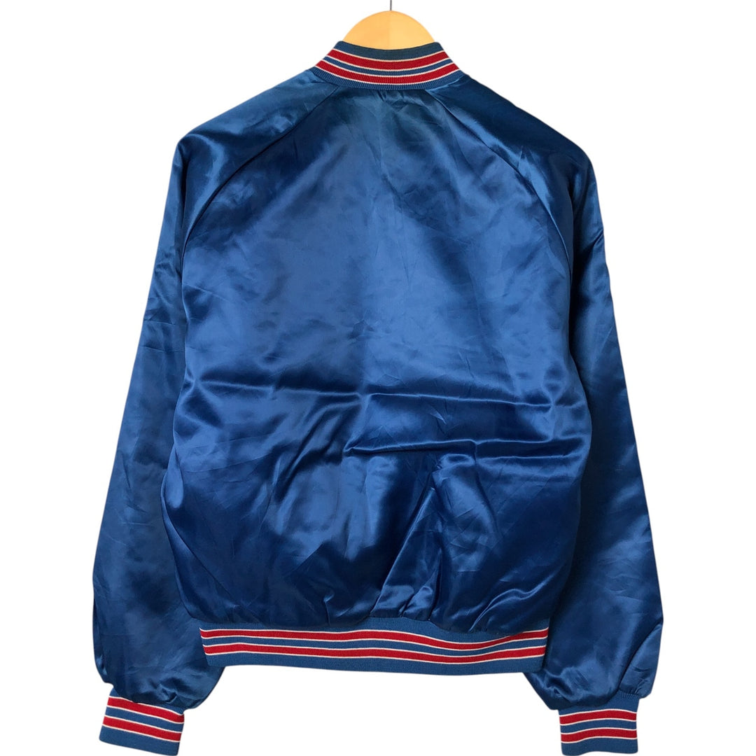 80s-90'S Chalk Line NFL New York Giants Padded Nylon Stadium Jacket, Made in USA, Men's Size Medium Nylon blue type Vintage Second Hand