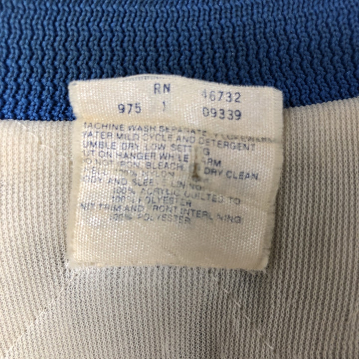 80s-90'S Chalk Line NFL New York Giants Padded Nylon Stadium Jacket, Made in USA, Men's Size Medium Nylon blue type Vintage Second Hand