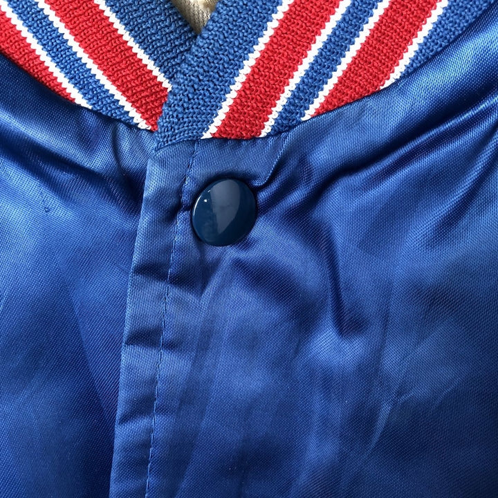 80s-90'S Chalk Line NFL New York Giants Padded Nylon Stadium Jacket, Made in USA, Men's Size Medium Nylon blue type Vintage Second Hand