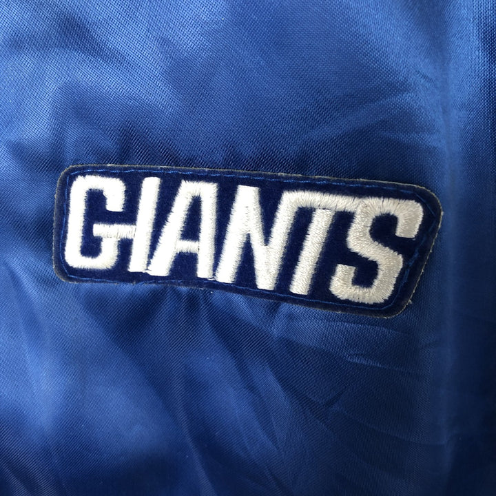 80s-90'S Chalk Line NFL New York Giants Padded Nylon Stadium Jacket, Made in USA, Men's Size Medium Nylon blue type Vintage Second Hand