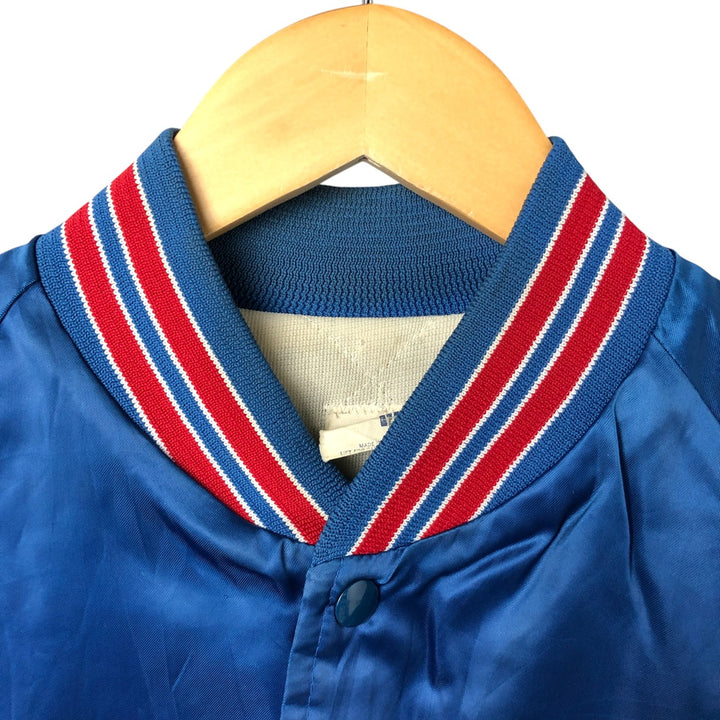 80s-90'S Chalk Line NFL New York Giants Padded Nylon Stadium Jacket, Made in USA, Men's Size Medium Nylon blue type Vintage Second Hand