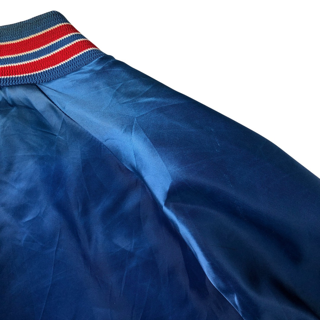 80s-90'S Chalk Line NFL New York Giants Padded Nylon Stadium Jacket, Made in USA, Men's Size Medium Nylon blue type Vintage Second Hand