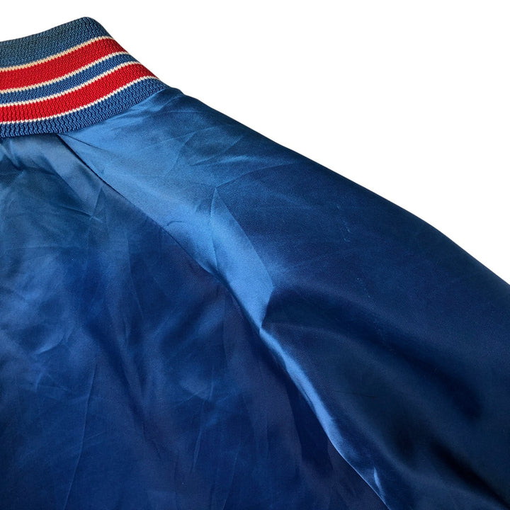 80s-90'S Chalk Line NFL New York Giants Padded Nylon Stadium Jacket, Made in USA, Men's Size Medium Nylon blue type Vintage Second Hand