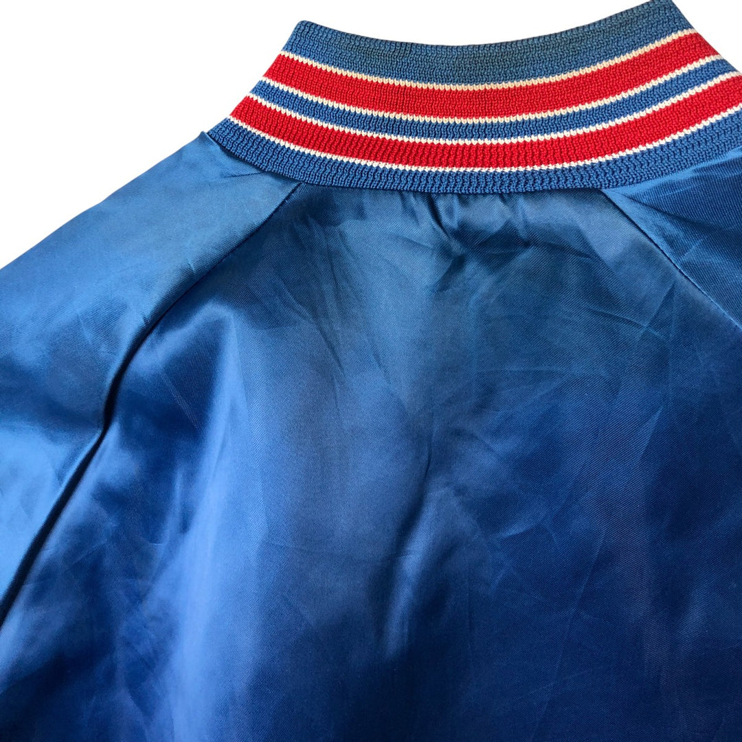 80s-90'S Chalk Line NFL New York Giants Padded Nylon Stadium Jacket, Made in USA, Men's Size Medium Nylon blue type Vintage Second Hand
