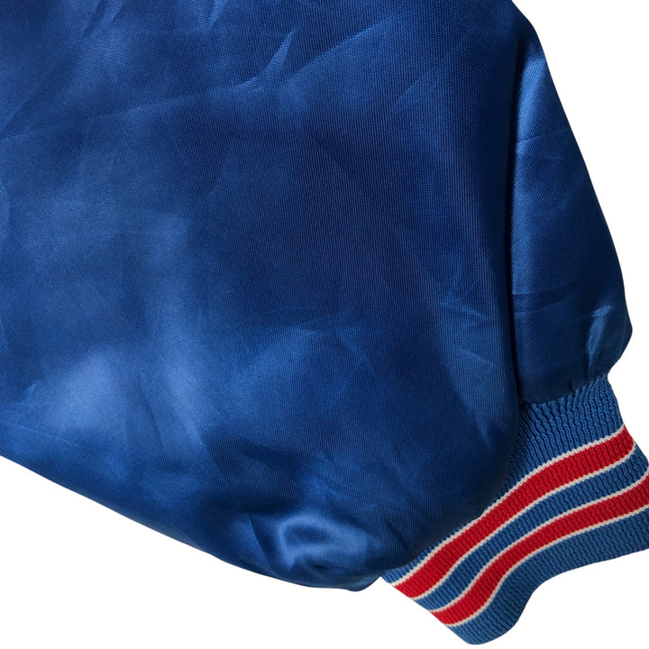 80s-90'S Chalk Line NFL New York Giants Padded Nylon Stadium Jacket, Made in USA, Men's Size Medium Nylon blue type Vintage Second Hand