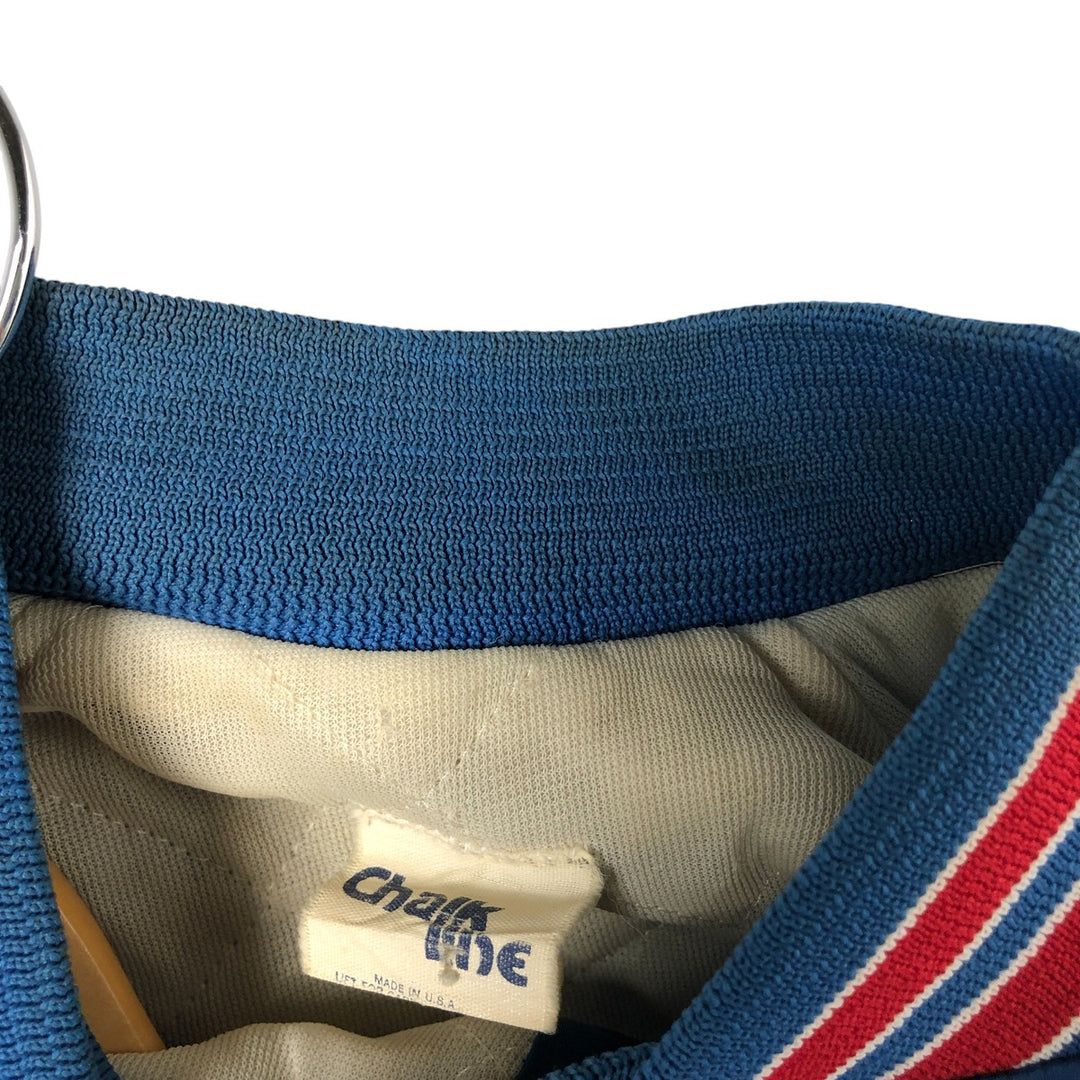 80s-90'S Chalk Line NFL New York Giants Padded Nylon Stadium Jacket, Made in USA, Men's Size Medium Nylon blue type Vintage Second Hand