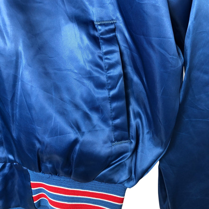 80s-90'S Chalk Line NFL New York Giants Padded Nylon Stadium Jacket, Made in USA, Men's Size Medium Nylon blue type Vintage Second Hand