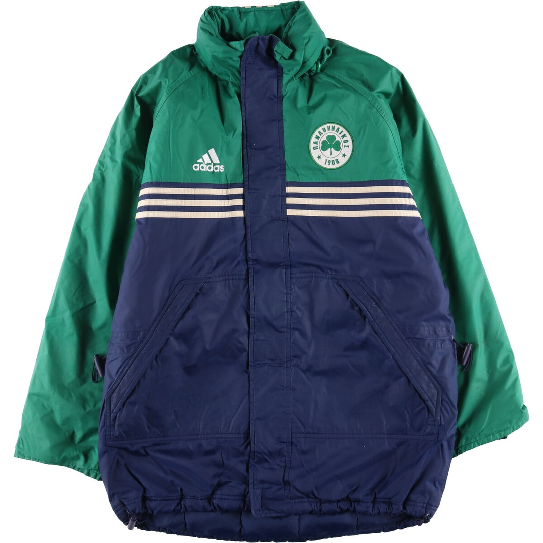 Vintage 90'S Adidas puffer jacket with back logo, size M, men's polyamide navy blue type Vintage Second Hand