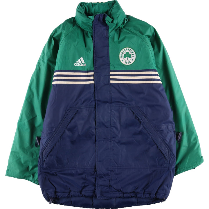 Vintage 90'S Adidas puffer jacket with back logo, size M, men's polyamide navy blue type Vintage Second Hand
