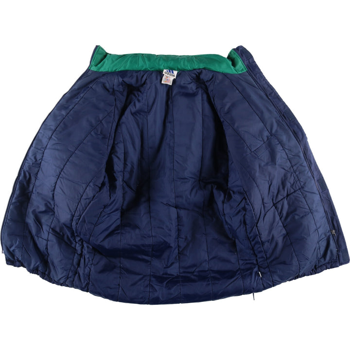 Vintage 90'S Adidas puffer jacket with back logo, size M, men's polyamide navy blue type Vintage Second Hand