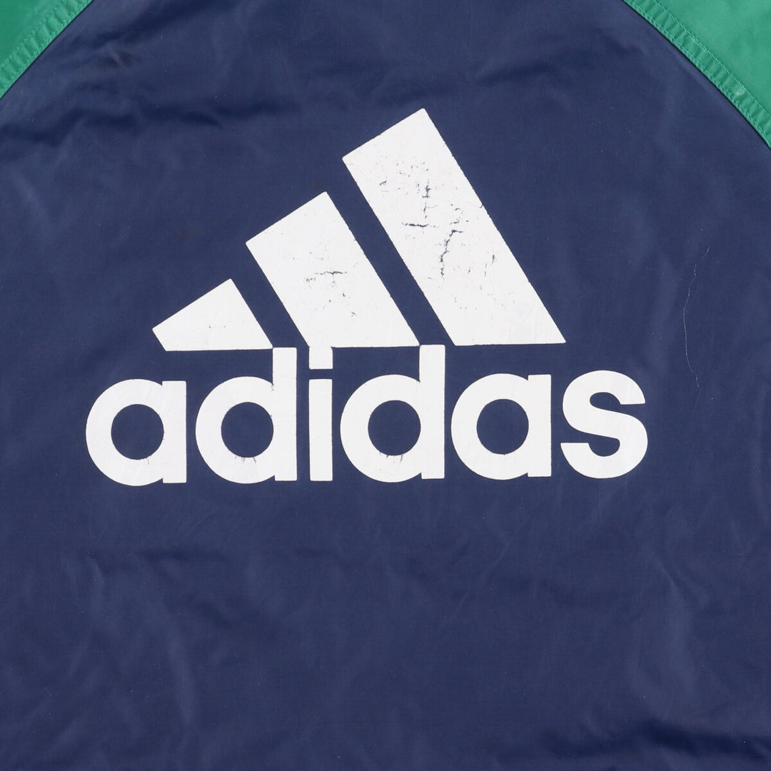 Vintage 90'S Adidas puffer jacket with back logo, size M, men's polyamide navy blue type Vintage Second Hand