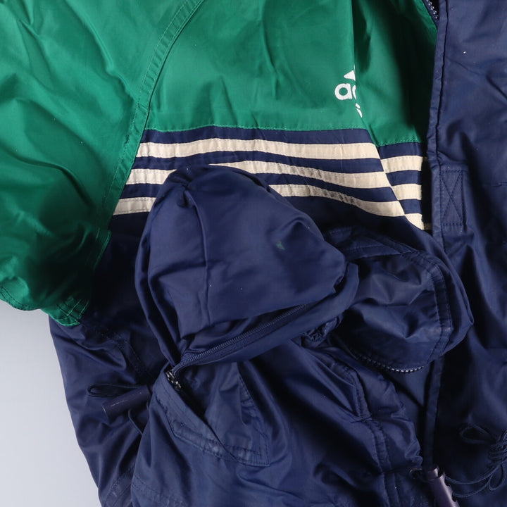 Vintage 90'S Adidas puffer jacket with back logo, size M, men's polyamide navy blue type Vintage Second Hand