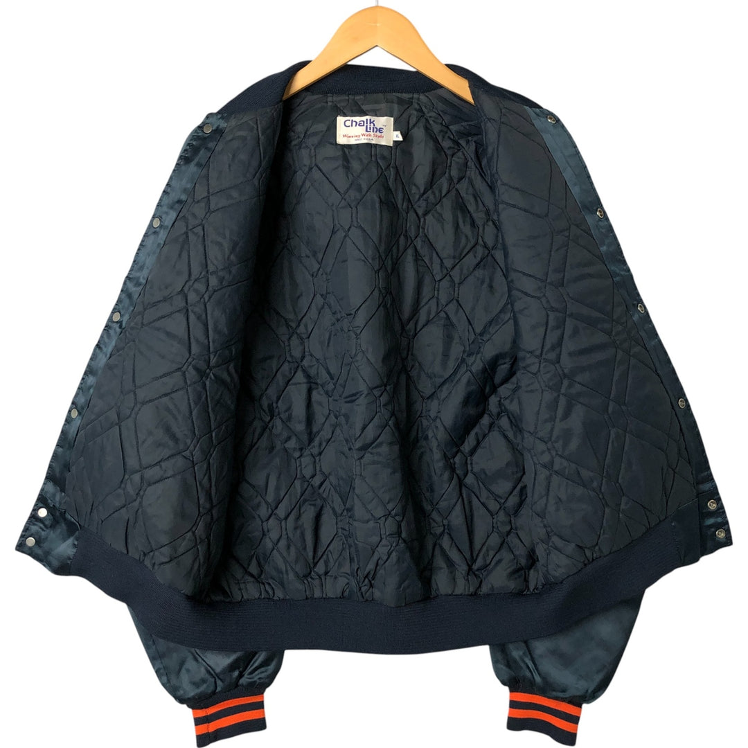 Vintage 80s-90'S Chalk Line NFL Chicago Bears Padded Nylon Stadium Jacket, Award Winning, Made in USA Nylon navy blue type Vintage Second Hand