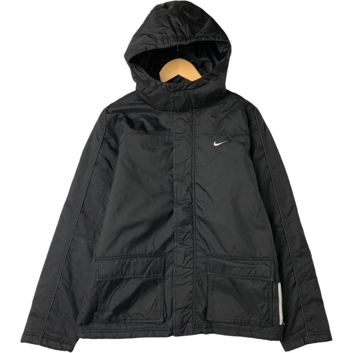2000'S Nike padded hoodie/puffer jacket, men's size XL Nylon black type Vintage Second Hand