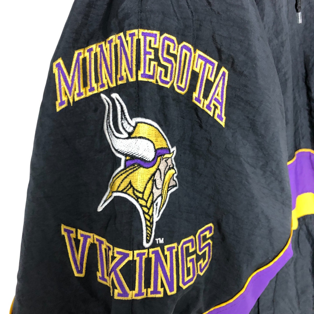 90'S Starter NFL Minnesota Vikings Padded Puffer Jacket, Men's, Size XXL, Vintage Nylon black type Vintage Second Hand