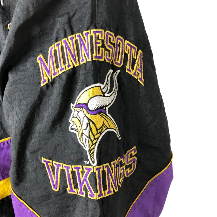 90'S Starter NFL Minnesota Vikings Padded Puffer Jacket, Men's, Size XXL, Vintage Nylon black type Vintage Second Hand