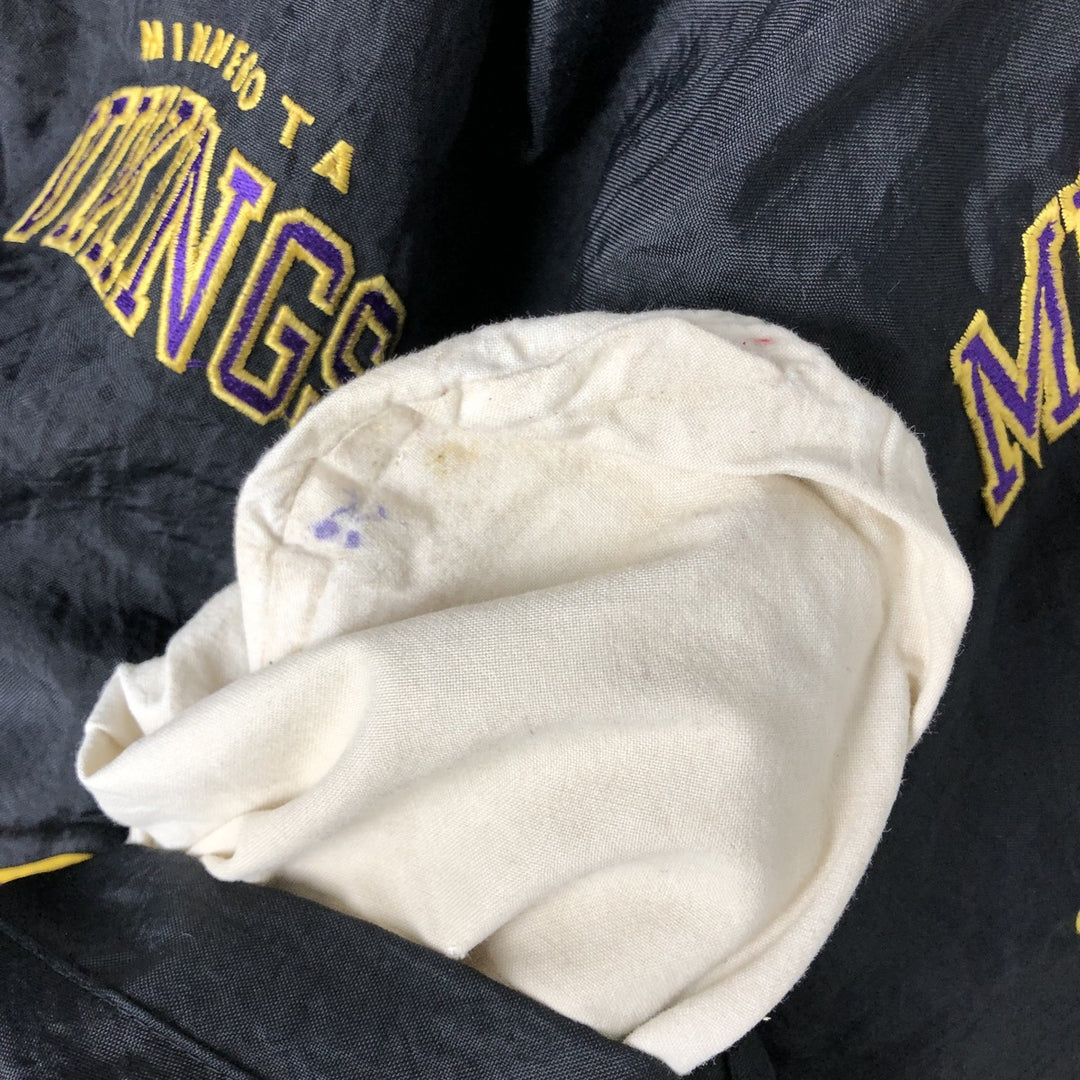 90'S Starter NFL Minnesota Vikings Padded Puffer Jacket, Men's, Size XXL, Vintage Nylon black type Vintage Second Hand