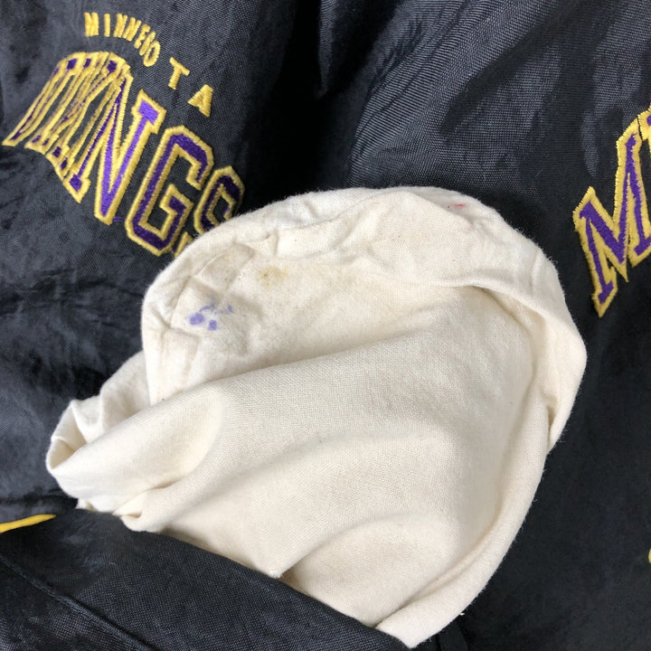 90'S Starter NFL Minnesota Vikings Padded Puffer Jacket, Men's, Size XXL, Vintage Nylon black type Vintage Second Hand